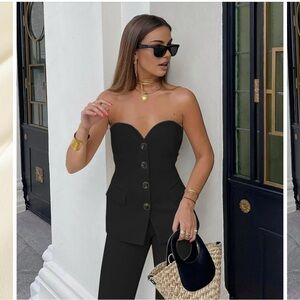 Commense sweet heart button up tube top